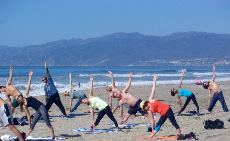 Beach yoga with Brad, Santa Monica